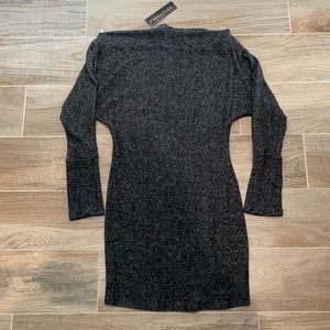 Black off the shoulder sweater dress